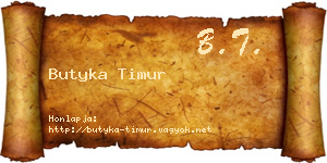 Butyka Timur névjegykártya